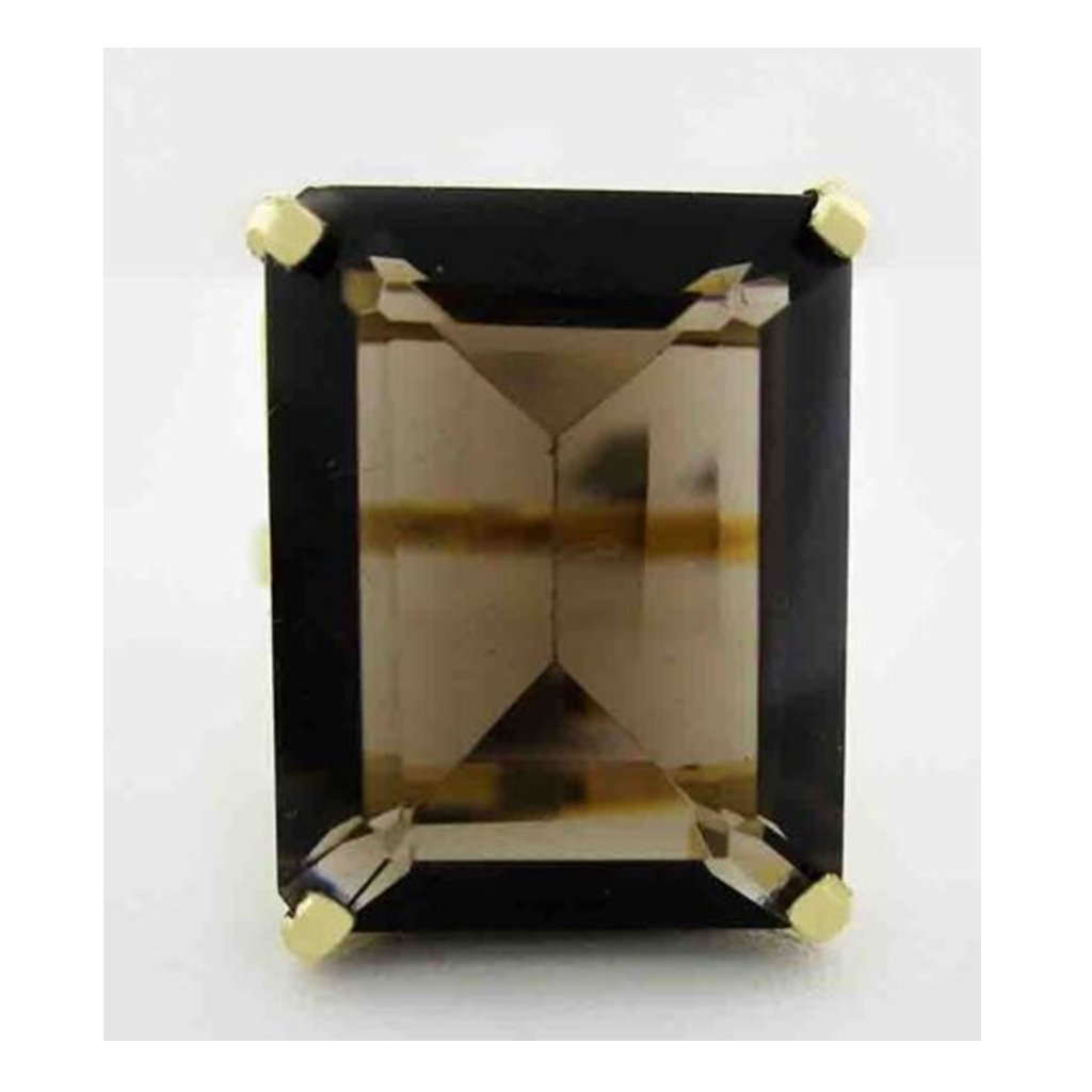 Genuine 18.68 Cts Smoky Topaz Ring 10k Yellow Gold